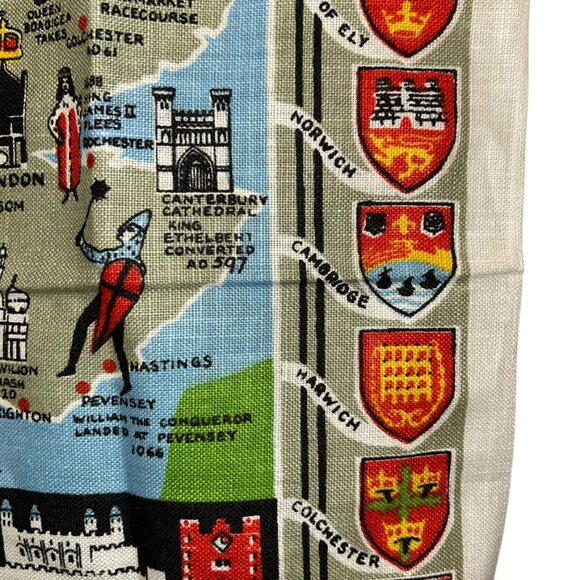 Map of Royal Britain NEW 100% LINEN tea dish towel POSTCARD PRINT - Picture 4 of 6